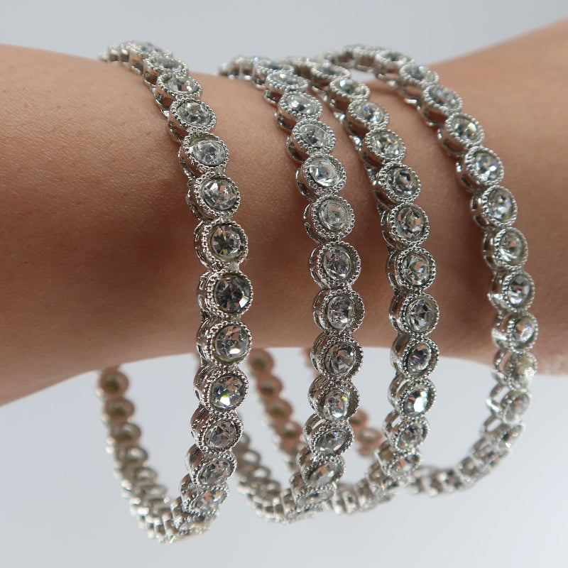 Silver Circle Stone Bangles