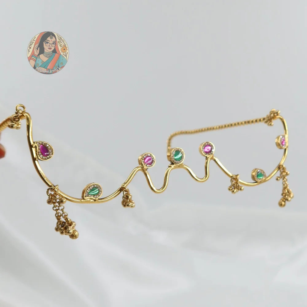 Aarohi Gold Facelet - Green/Pink