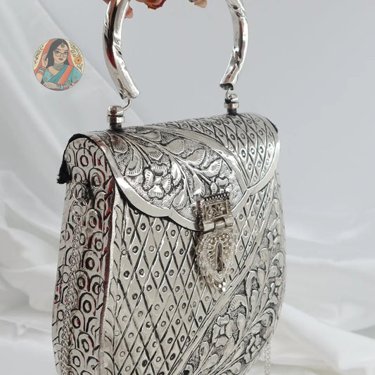 Alani - Silver Metal Handbag