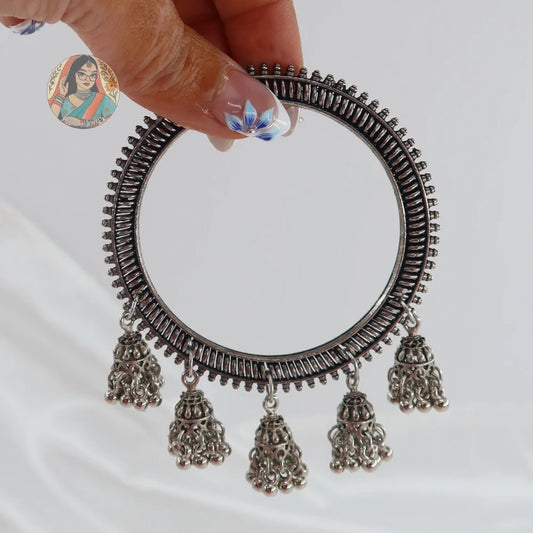 Archana Oxidized Jhumka Bangles (Grey)