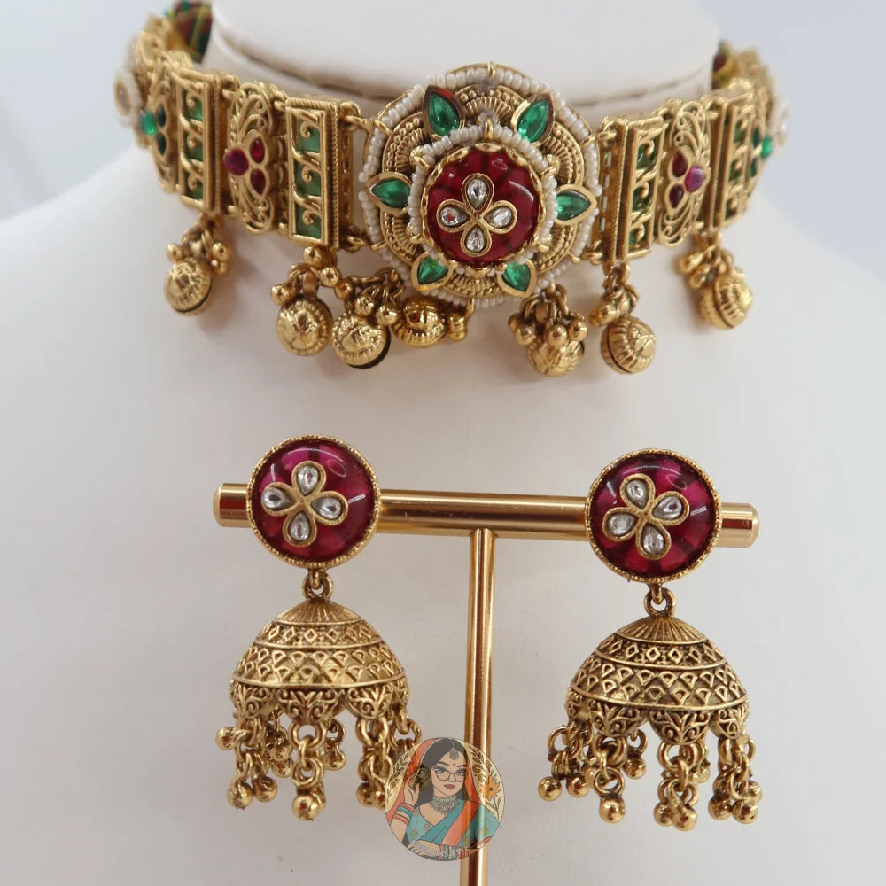 Athiya Heritage Necklace Set (Red)
