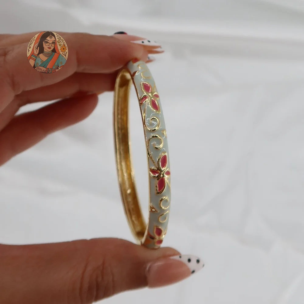 Chameli Meenakari Bangle - 7 - Light Blue/Pink