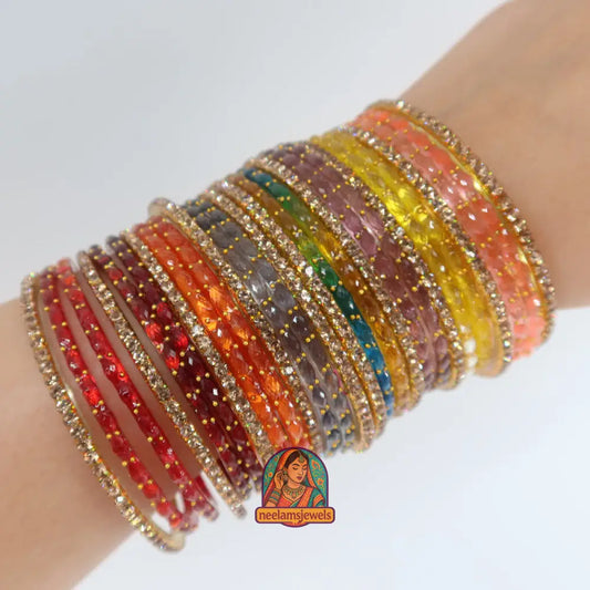 Chandni Gold Multidrop Glass Bangles