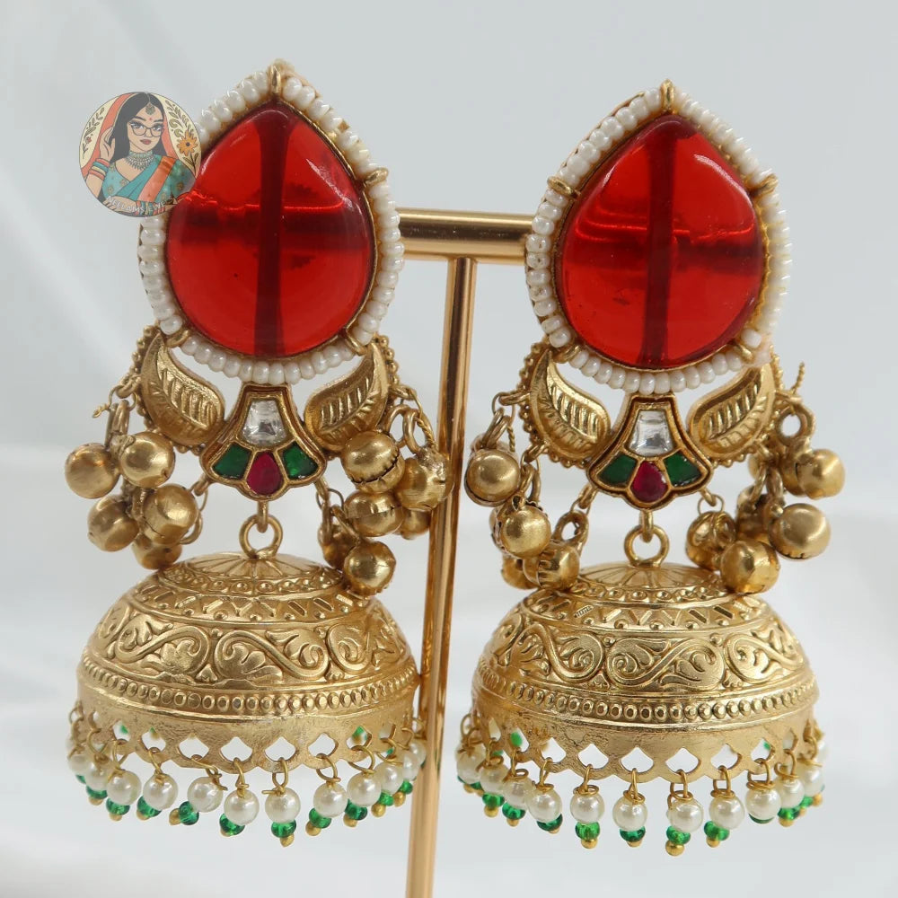 Disha Kashmiri Gold Earrings - B