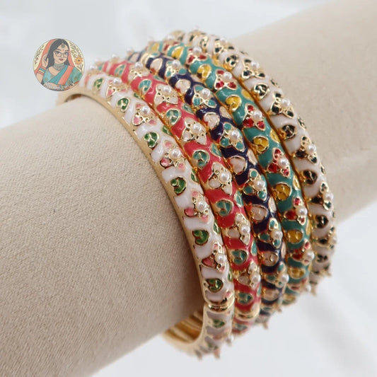 Floral Pearl Meenakari Bangle