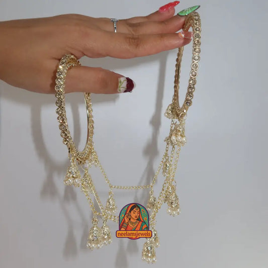 Golden Connected Pearl Mini Jhumka