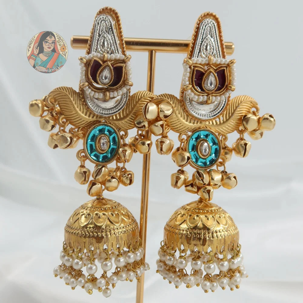 Hargun Kashmiri Gold Earrings - D