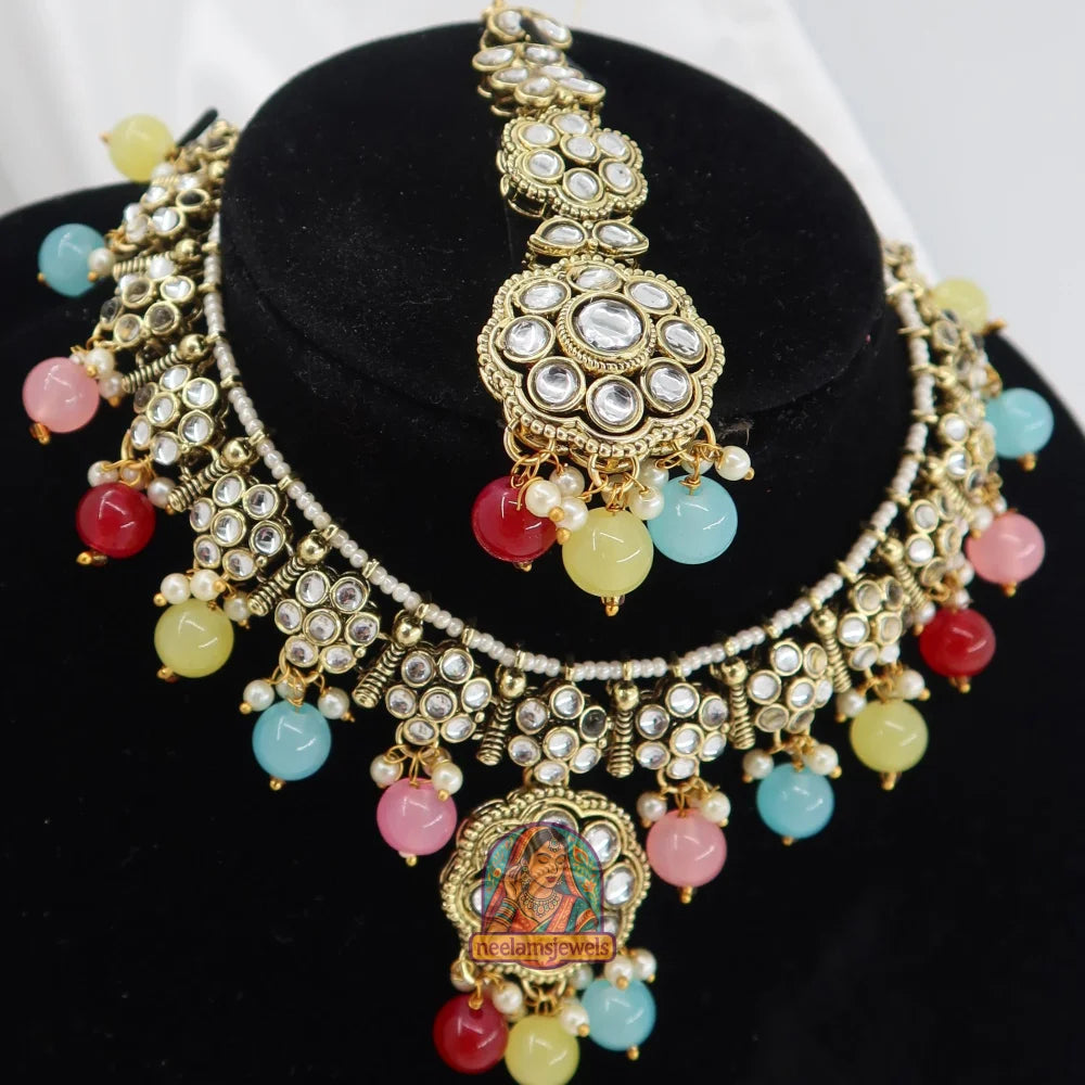 Heeraj Semi Bridal Necklace Set (Blue) (Copy)