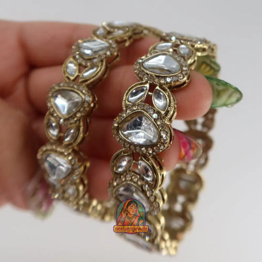 Kundan Tri-Cut Bangles