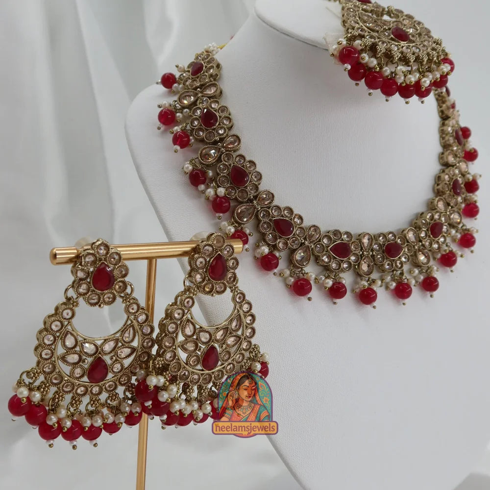 Loveleen Necklace Set (Red)