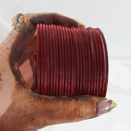 ’Maroon’ Shiny Plain Bangle Set