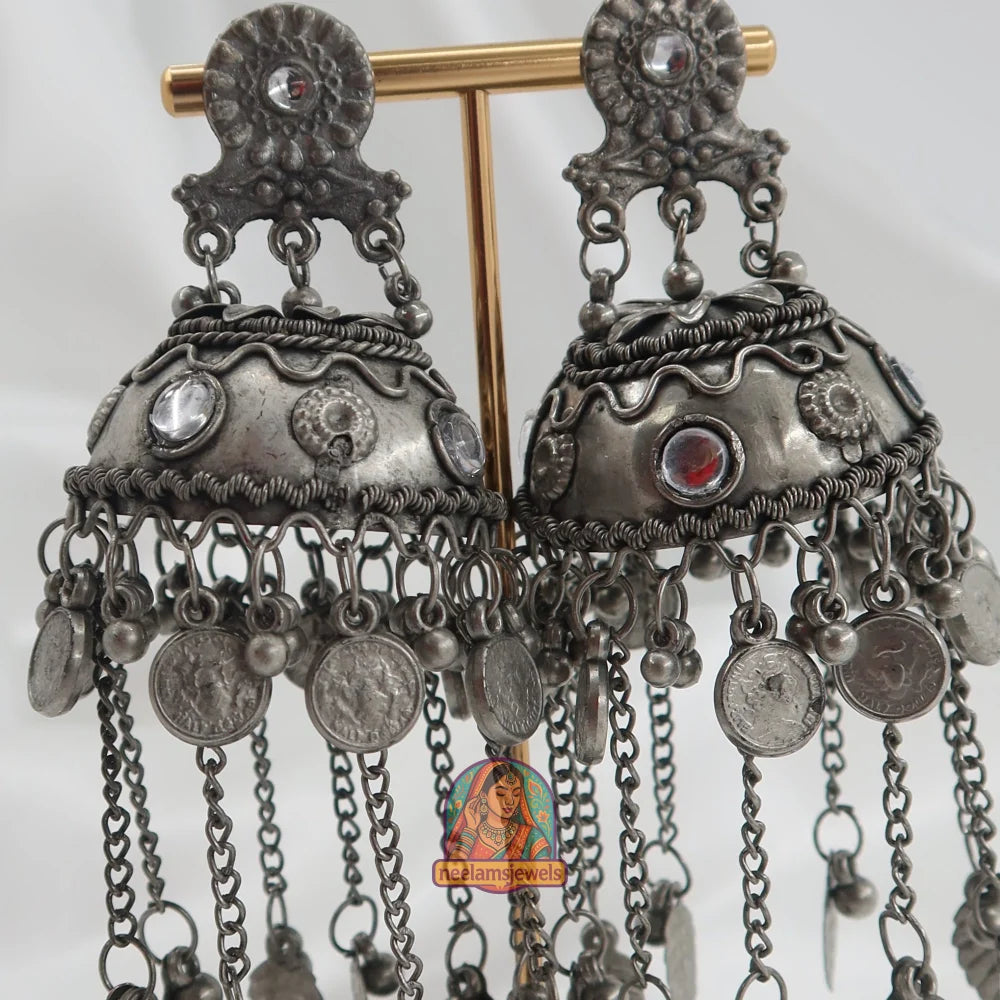 Meena Oxidized Jhumke