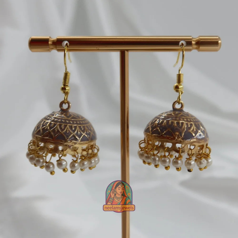 Mehfil Meenakari Jhumka Grey Taupe
