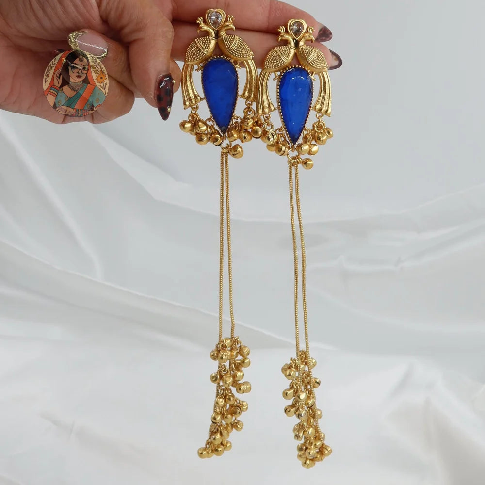 Morni Kashmiri Earrings - Blue