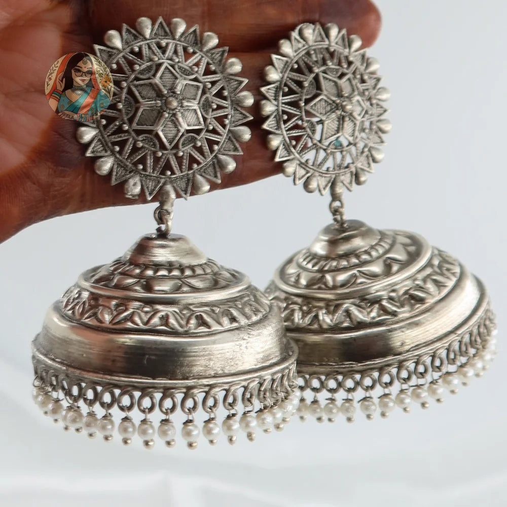 Nidhi Silver Jumbo Jhumka