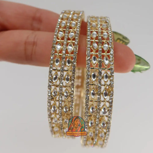 Oval Kundan Bangles