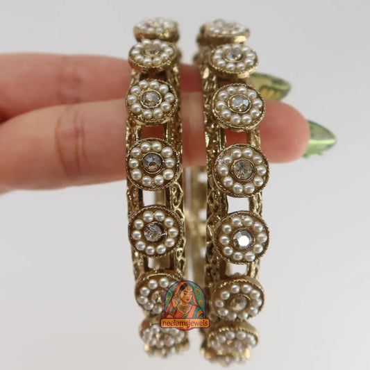 Pearl Flower Stone Bangles
