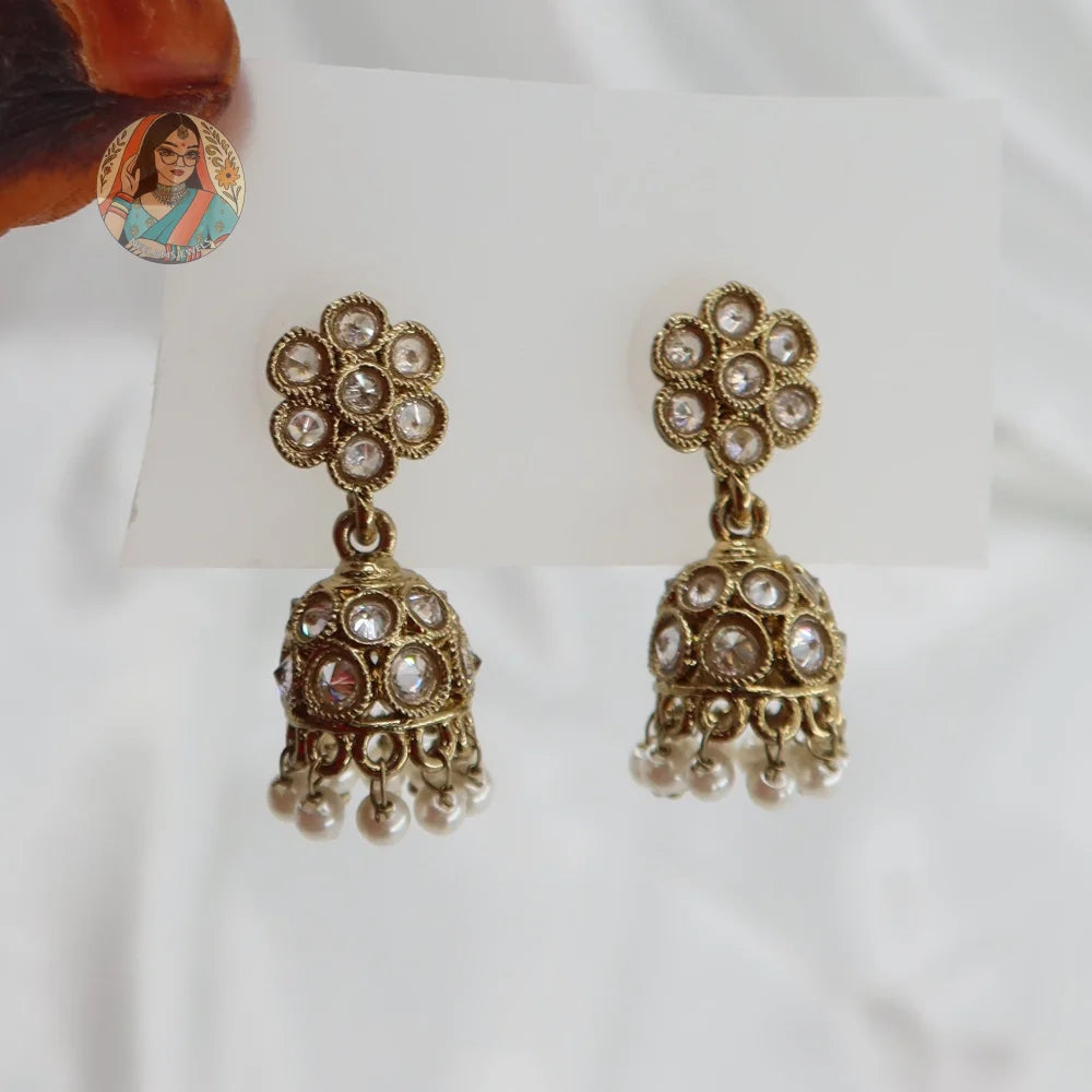 Phool Mini Jhumki - White