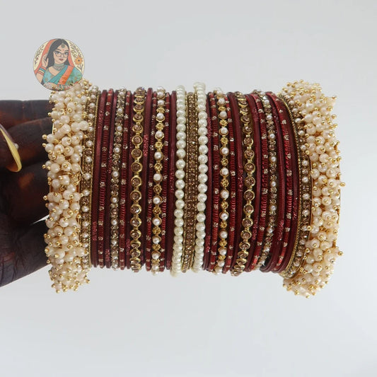 Preet Bangle Set: Maroon
