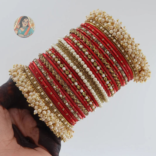 Preet Bangle Set: Red
