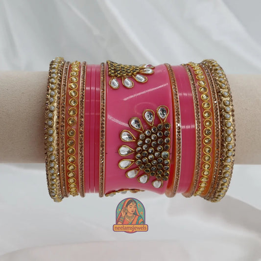 Rajwadi Meher Bangle Stack (Pink)