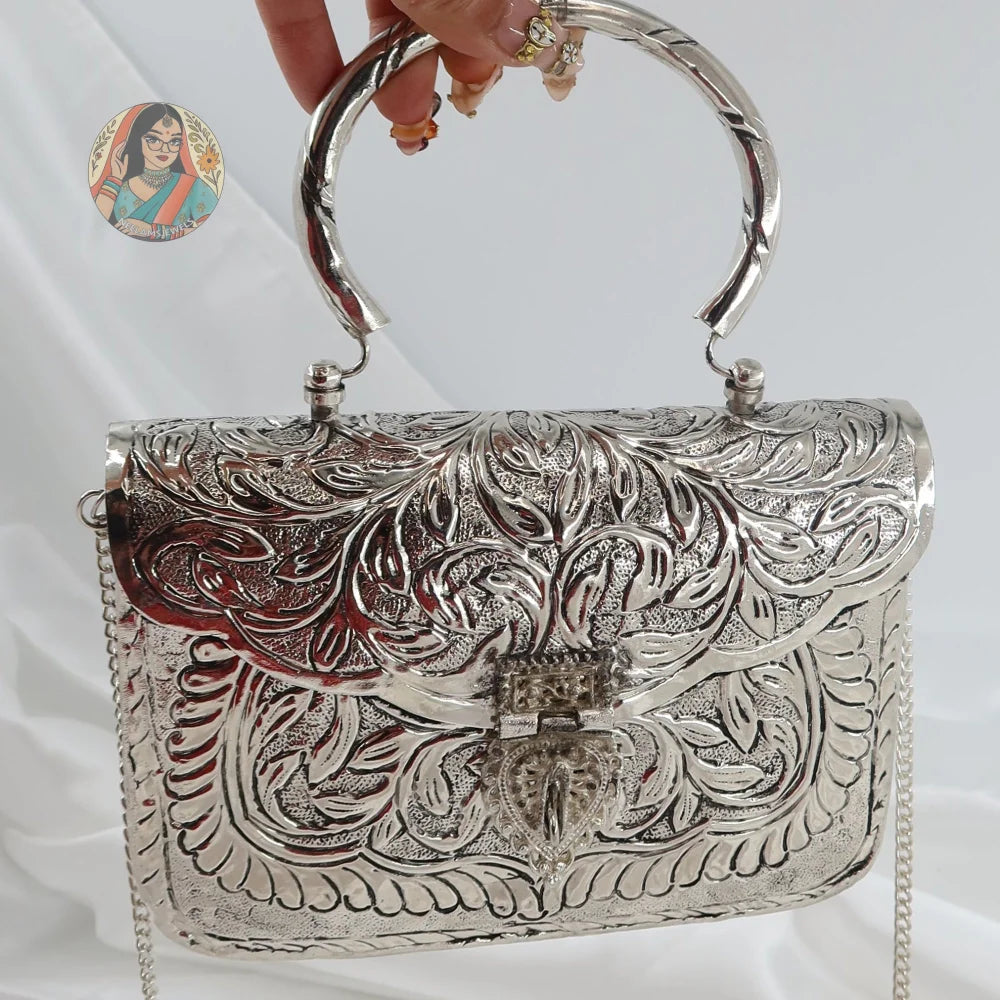 Rhea - Silver Metal Handbag