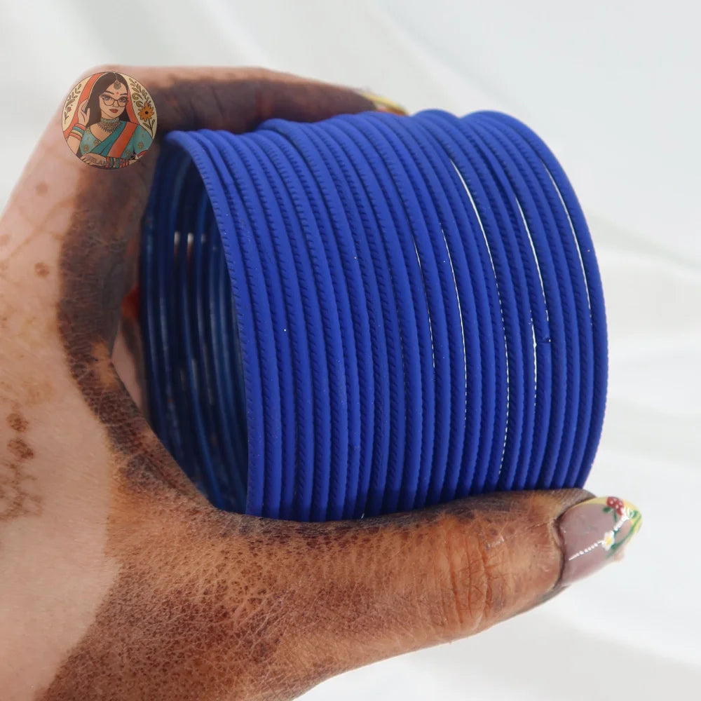 ’Royal Blue’ Plain Matte Bangle Set