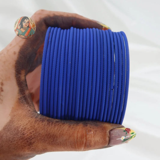 ’Royal Blue’ Plain Matte Bangle Set