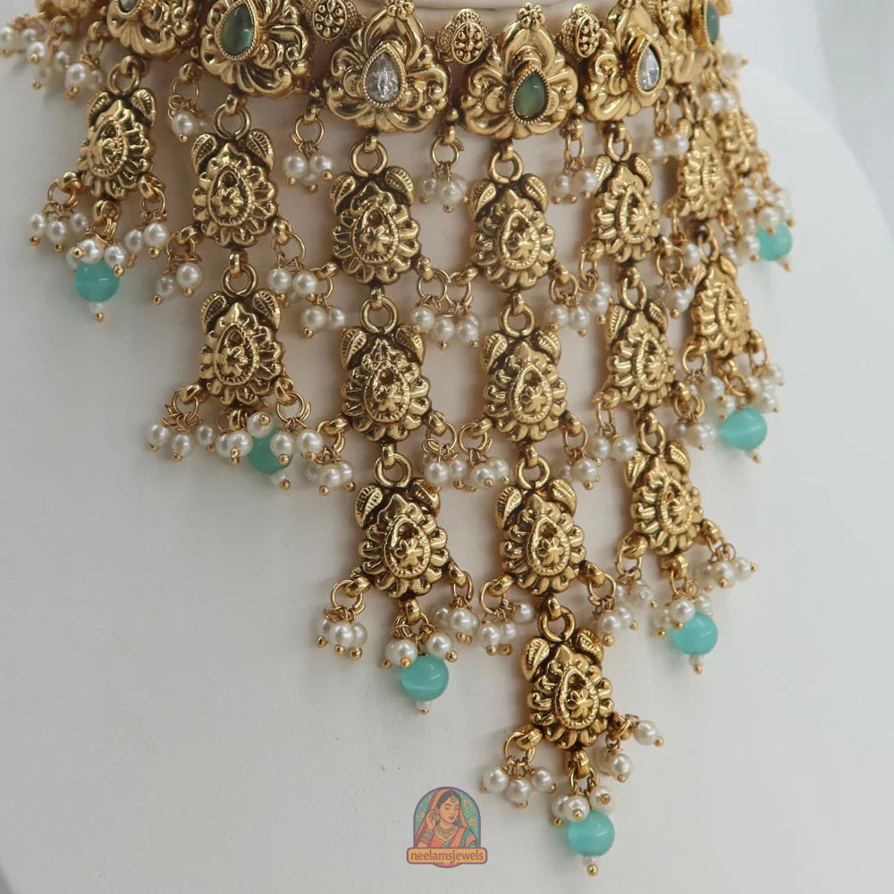 Saba Waterfall Necklace Set (Mint)