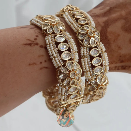 Sanjana Golden Pearl AD Bangle Set
