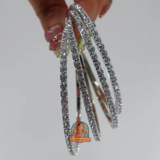 Silver Crystal Bangles