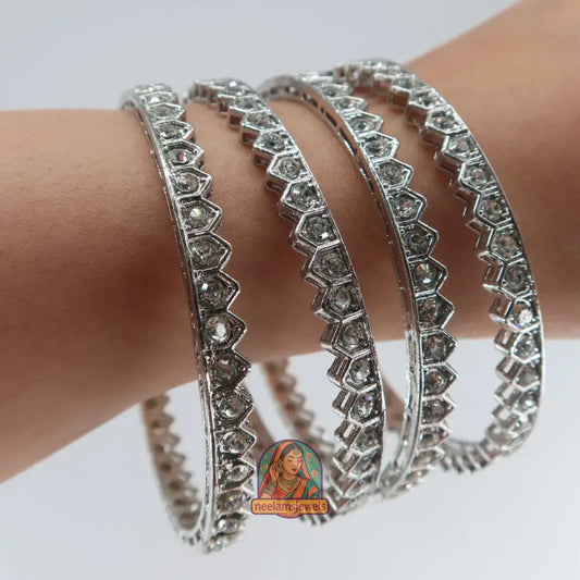 Silver Hexagon Bangles 2.10