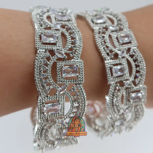 Silver Square Cut Bangles