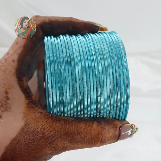 ’Sky Blue’ Shiny Plain Bangle Set