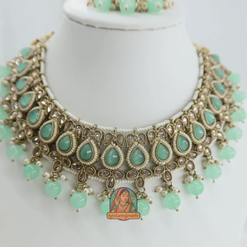 Sunaina Heera Necklace Set (Mint Green)
