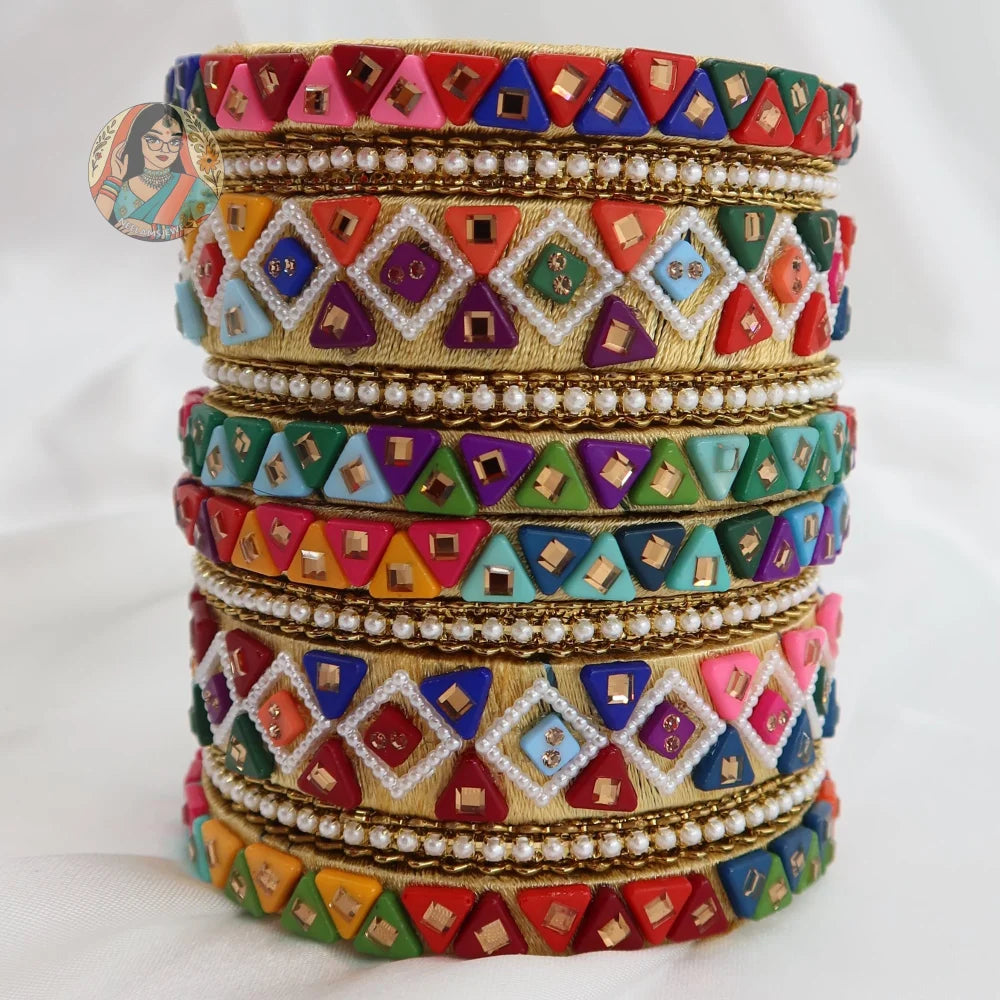 Threadwork Mosaic Bangle Stack