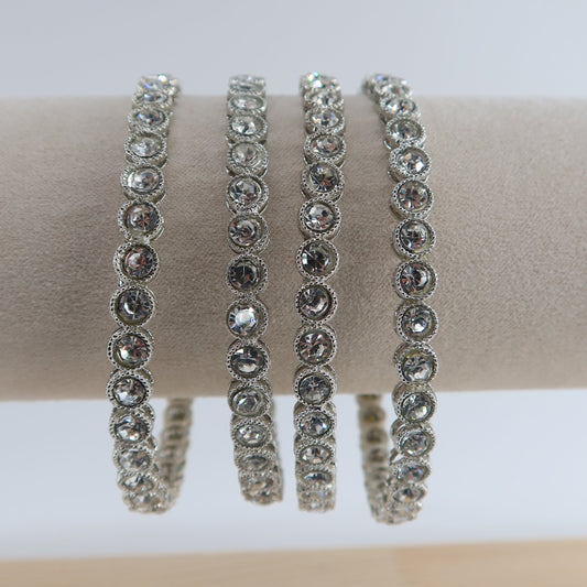 Silver Circle Stone Bangles
