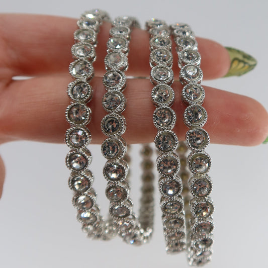 Silver Circle Stone Bangles