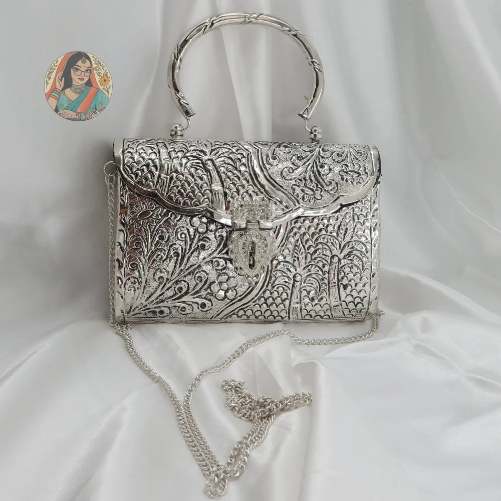 Aanya - Metal Handbag - Silver