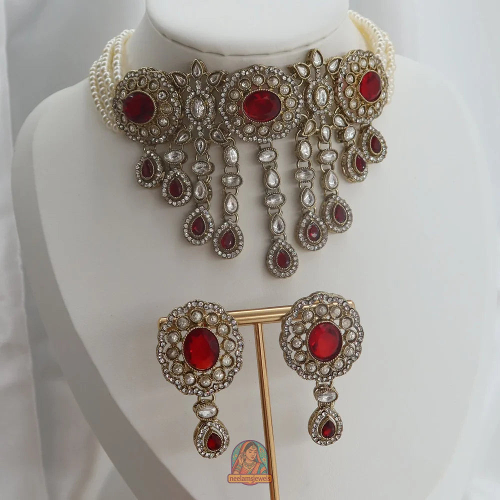 Aima Necklace Set (Red)
