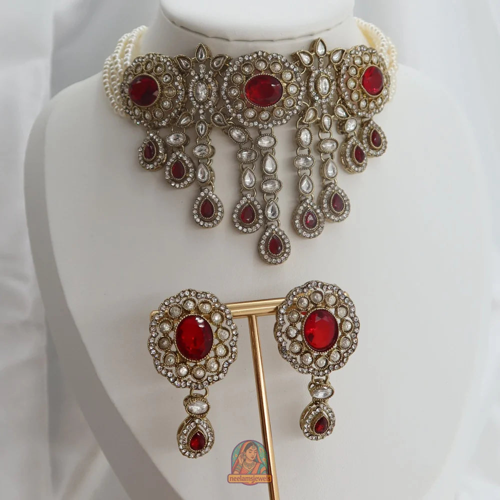 Aima Necklace Set (Red)