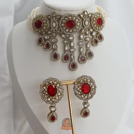 Aima Necklace Set (Red)