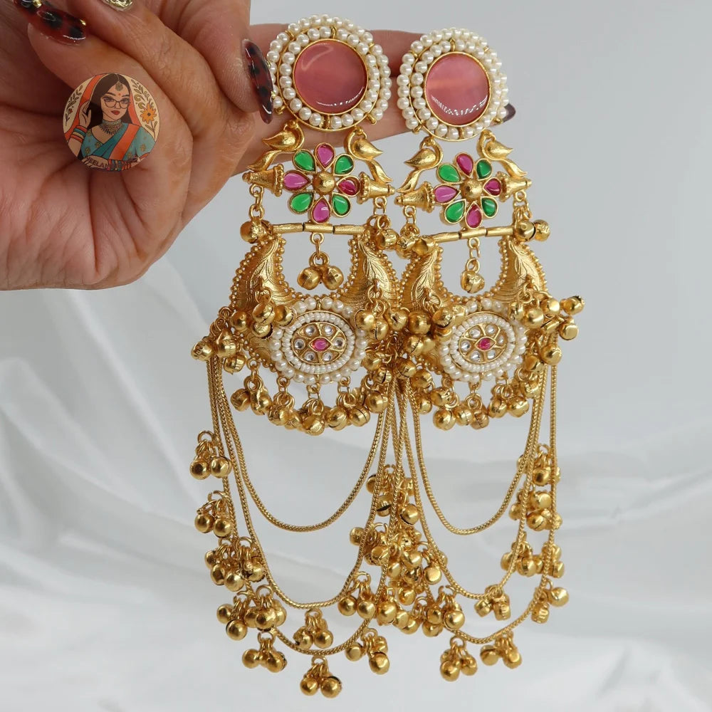 Aksa Kashmiri Earrings - Baby Pink