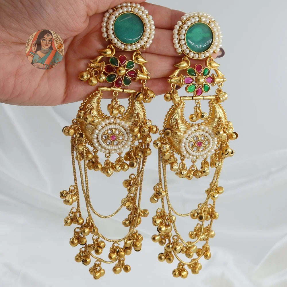 Aksa Kashmiri Earrings - Blue