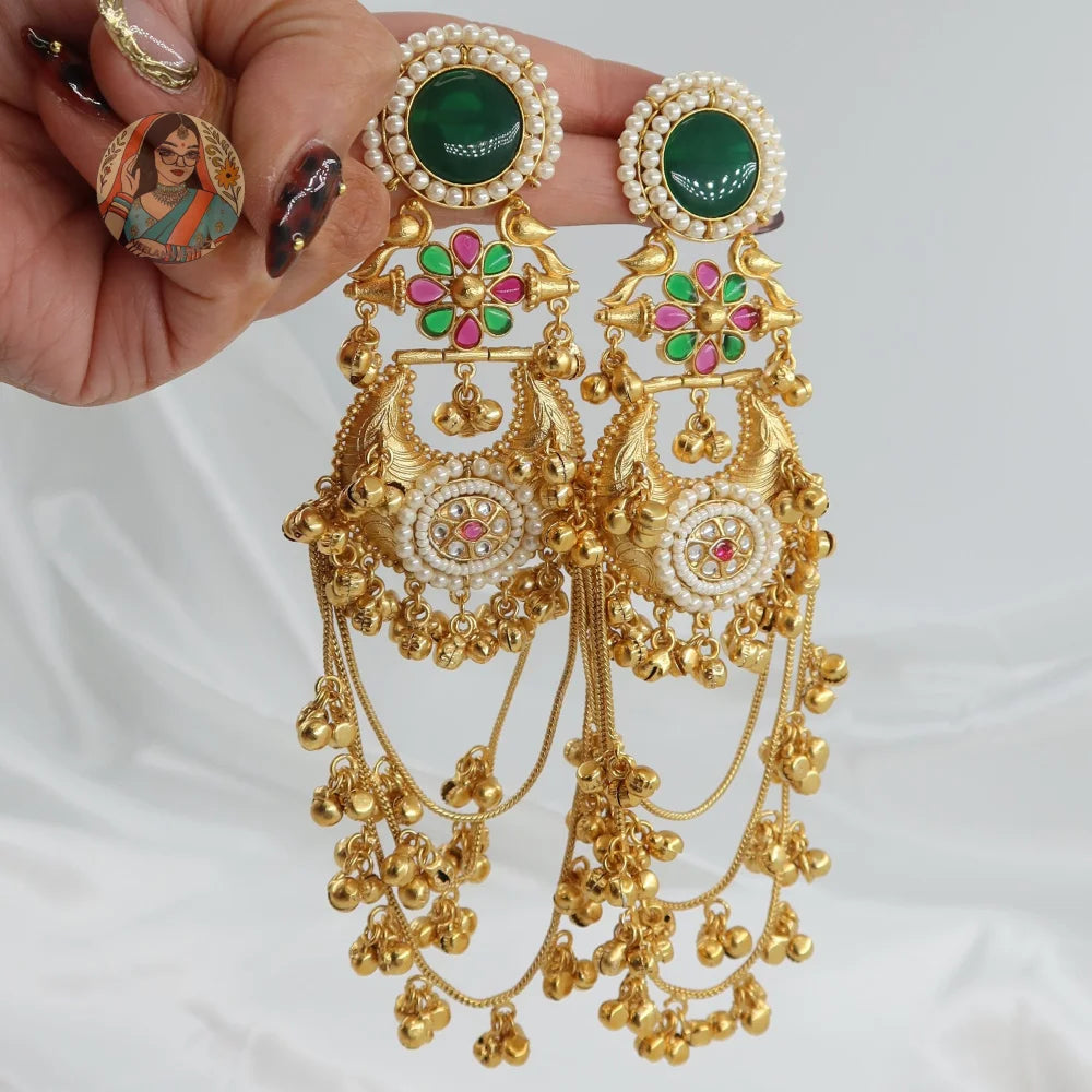 Aksa Kashmiri Earrings - Green
