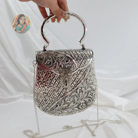 Alani - Silver Metal Handbag