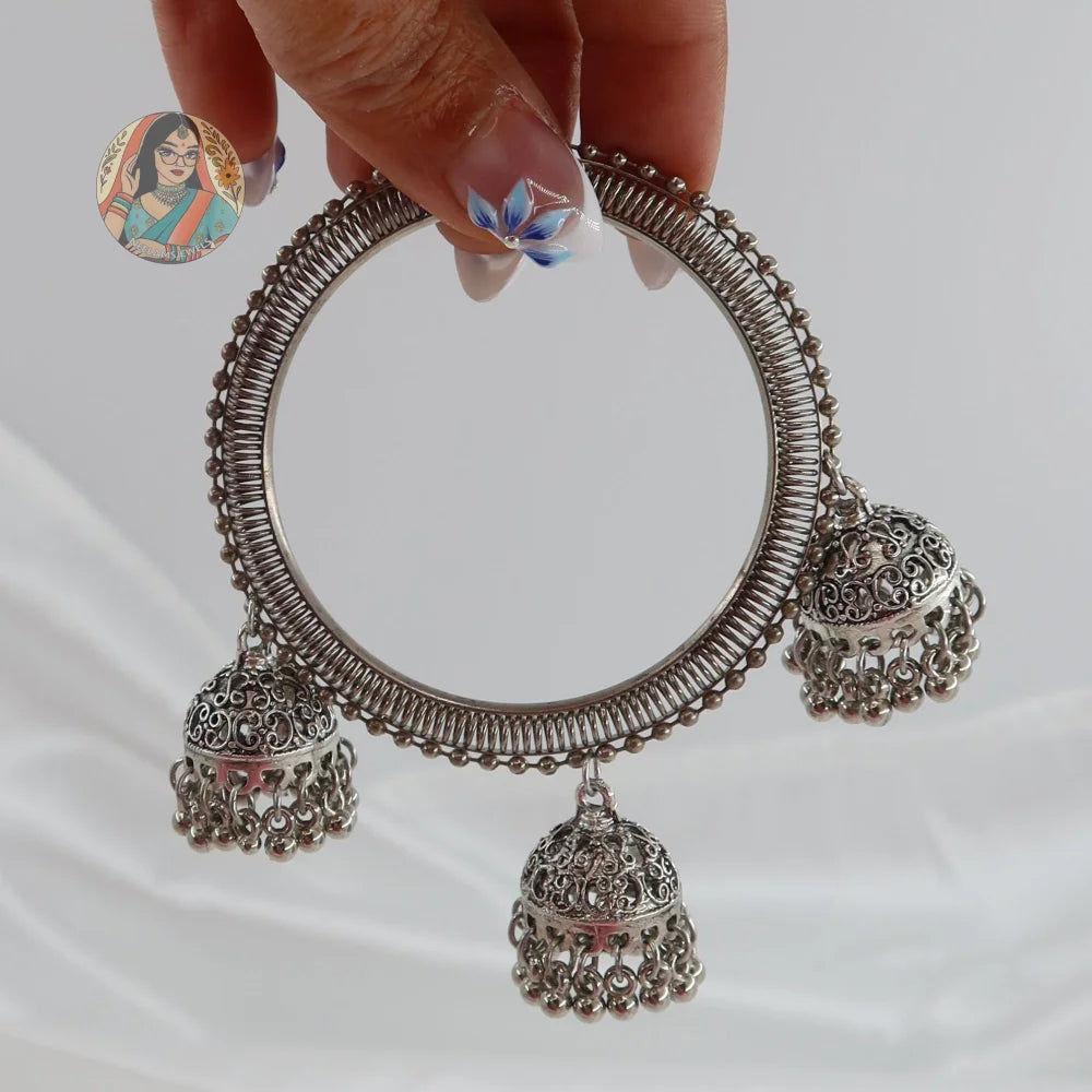 Anisha Oxidized Jhumka Bangles (Silver)