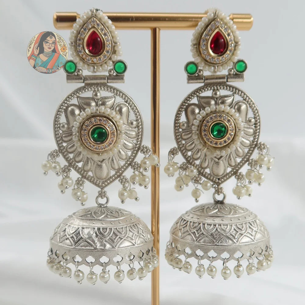 Anjali Silver Earrings - A