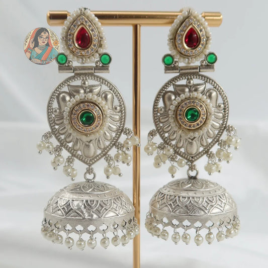 Anjali Silver Earrings - A