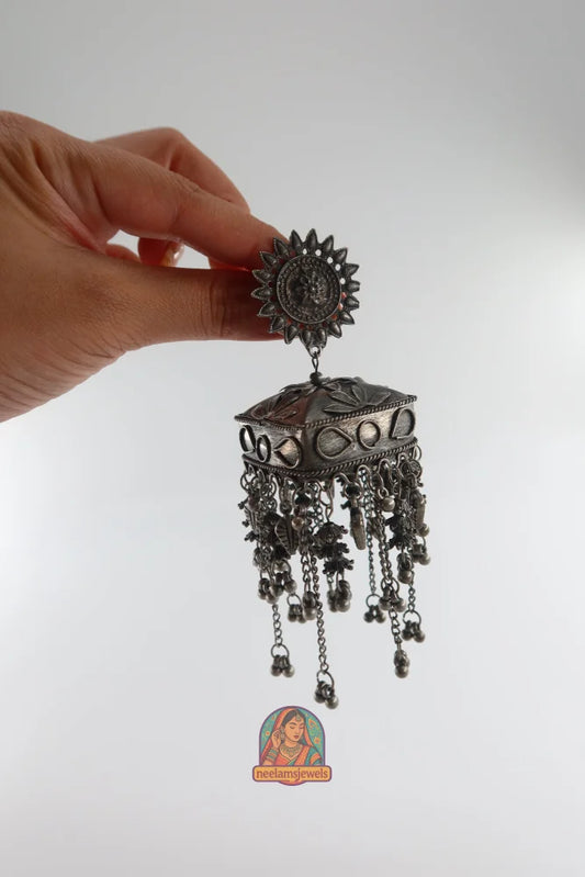 Antique Sunburst Oxidized Jhumkas